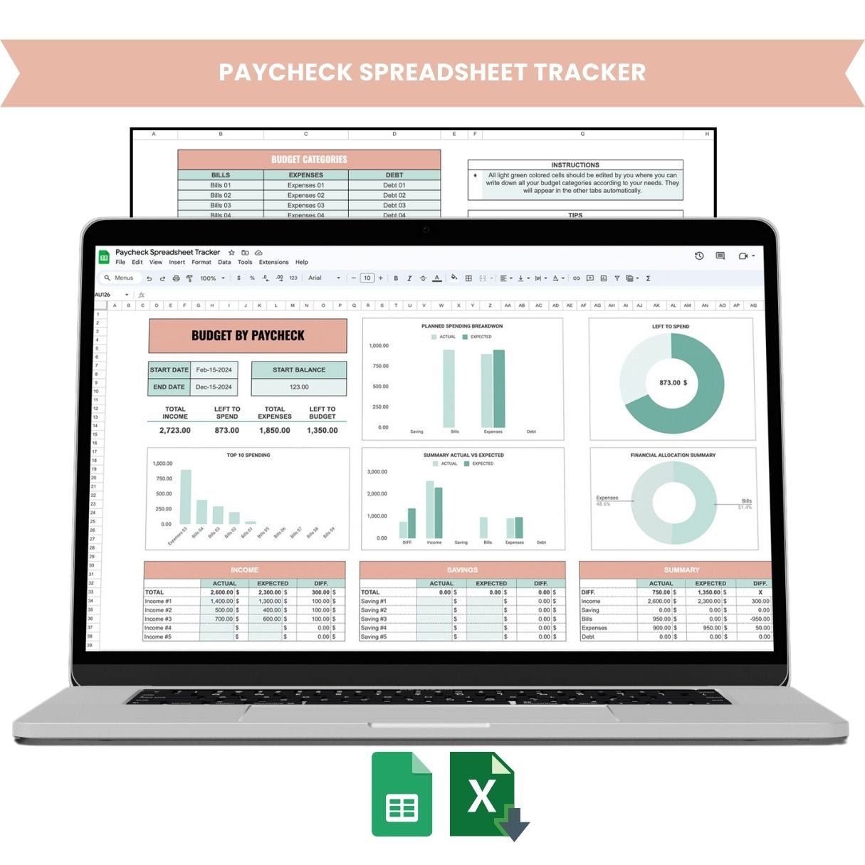 Paycheck Spreadsheet Tracker